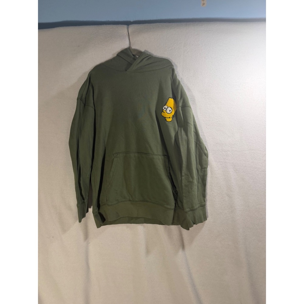 Old Navy x PopSugar Bart Simpson Hoodie Olive Green Boys L 10-12 Simpsons